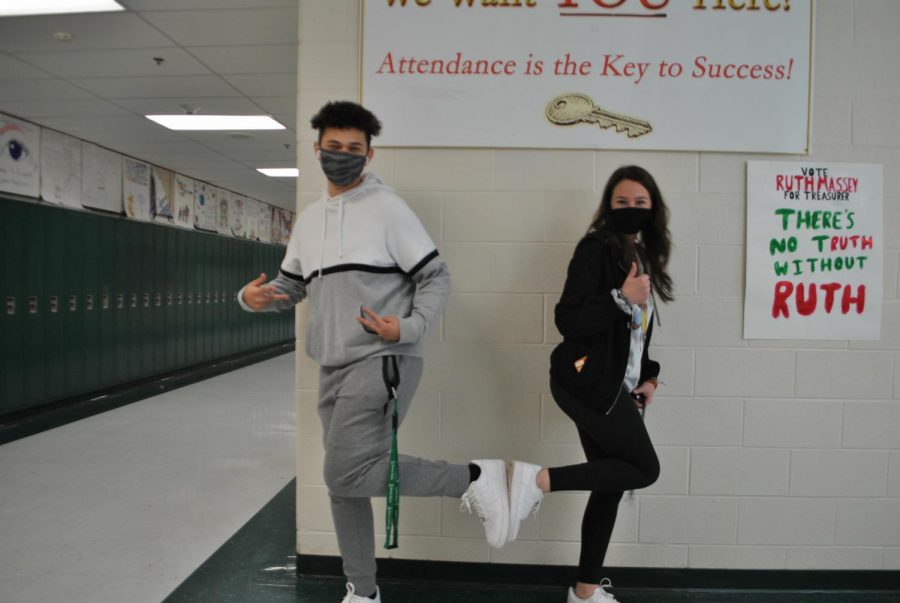 Anthony Moxley and Sydney Dugan show off their Air Force 1s. 