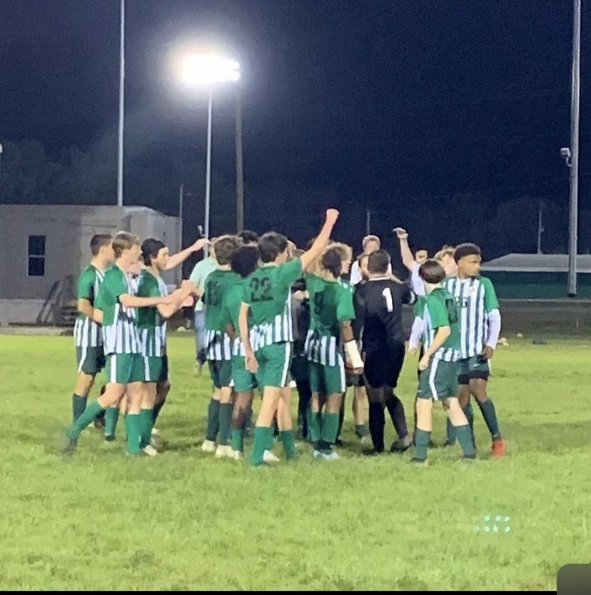 Musselman High School Boys Varsity Soccer team at their victory over Martinsburg. The Applemen made school history by winning the sectional, a first in Musselman High School history. 