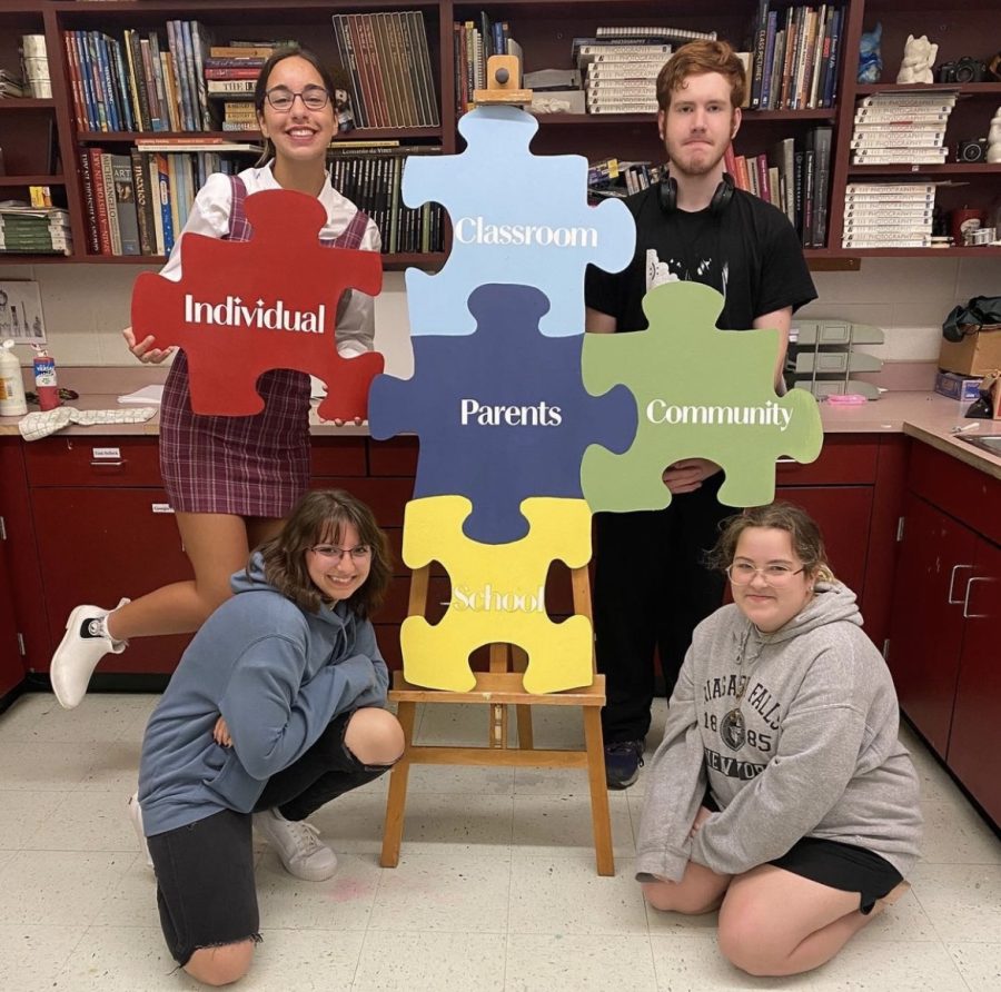 MuHS NAHS students created a photo prop for the community OLWEUS kickoff event at the War Memorial Park on September 22nd. 