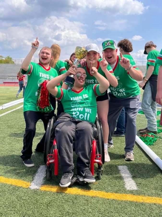 Players from MuHS take gold at the Special Olympics on April 26th. Center, is Brandon Dugan who threw the winning shot. Picture by Musselman High FB.