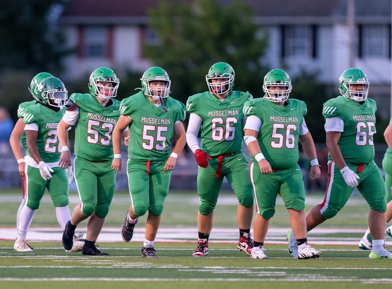 Musselman football offensive line during the Aug. 29th game against University. 